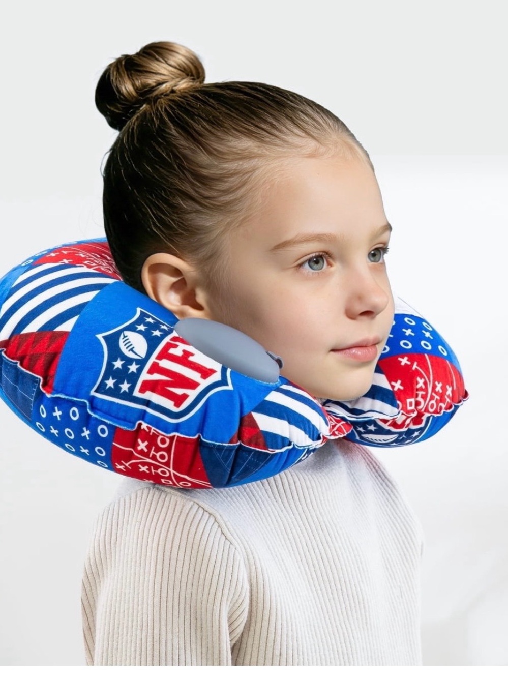 NFL Kids Red and Blue Patterned Travel Neck Pillow